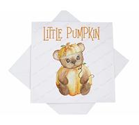 Little Pumpkin Teddy Bear Card, Pumpkin Card for Son Daughter Grandson Granddaughter, Happy Halloween Card (Little Pumpkin - Not Personalised), 5.8mm square