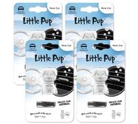 Little Pup Car Air Freshener By Little Joe, 45-Day Long-Lasting Fragrance, Scented Novelty Dog Vent Clip for Car Interior Home & Office - 4 Pack New Car Scent (White)