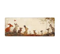 Little Rabbit Butterflyfloral Print Mousepad Laptop Keyboard Mat Large Mouse Pad With Stitched Edges Long Non-Slip Rubber Base Spring Desk Pad For Office Home Desk Decor, 31.5" X 11.8"