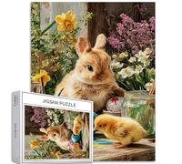 Little Rabbit Painted Easter Eggs 1000 Piece Jigsaw Puzzles for Adults Easter Art Jigsaw Puzzles Challenging Family Activity Games Colorful DIY Craft Puzzle for Home Decor Gifts 20×27 Inches