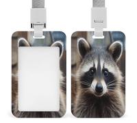 Little Raccoon Face Badge Holders Retractable ID Badge Holder with Lanyard Heavy Duty Badges Reel Card Protector Detachable ID Card Holder for Nurse Teacher Staff Officer