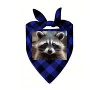 Little Raccoon Face Dog Bandana Plaid Triangle Pets Scarf | Funny Dog Neckwear Washable Triangle Bibs Kerchief Pet Costume Accessories for Small Medium Large Dogs Cats Birthday Gift
