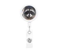 Little Raccoon Face Print Badge Reel Retractable Badge Holder Cute Badge Clip Id Card Holders for Men Women