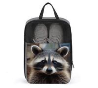 Little Raccoon Face Shoe Bags Foldable Breathable Portable Shoe Puches Organizer Stylish Expandable Packing Travel Shoes Bags for Sneakers Gym Luggage Closet