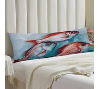 Little Red Fish Body Pillow Cover with Hidden Zipper 20x54 Full Long Pillowcase for Couch Sofa Decor Breathable Bed Shams Boho Oversized Lumbar Pillow Covers for All Seasons