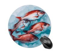 Little Red Fish Round Gaming Mouse Pad Non-Slip Rubber Base Mousepad Travel Office Mousepads for Desk Funny Waterproof Computer Mouse Mat Cute Laptop Mouspad 7.8x7.8 Inch