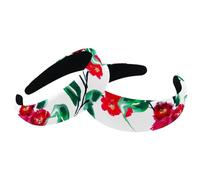 Little Red Flowers Green Leaves Womens Headbands, Vintage Thick Hair Bands, 2 Packs Velvet Padded Headbands for Girls, Wide Hair Band Hoops
