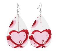 Little Red Heart Elegant Dangling Teardrop Earrings for Women, Lightweight Leather Earrings, Versatile Everyday Design