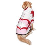 Little Red Heart L Dog Hoodie Warm and lightweight suitable for pets to wear in autumn and winter
