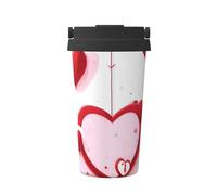 Little Red Heart Large Capacity Portable Coffee Cup - 12 Hours Of Heat Preservation And Cold Preservation, Suitable For Cars, Offices, Etc.