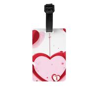 Little Red Heart Luggage Tag PVC Waterproof Durable Light Bag Tag with Detachable Wristband for Easy Identification