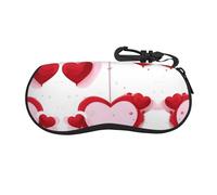 Little Red Heart Print Sunglasses Soft Case Ultra Light Neoprene Zipper Glasses Case,Cute Eyeglass Safety Pouch Box