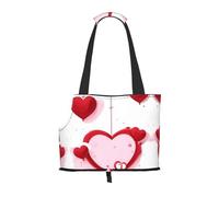 Little Red Heart Printed Portable Foldable pet Shoulder Bag, Suitable for Carrying Small Pets