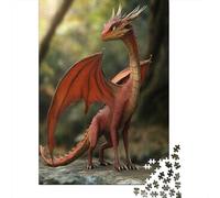 Little Red Magic Dragon Jigsaw Puzzles for Adults And Kids. 1000 Pieces Beautiful Scarlet Wings Whimsical Challenge Toy Educational Game Home Decor 38x26cm/1000pcs