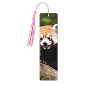 Little Red Panda Animal Bookmark, Wooden Bookmarks for Book Lovers Handmade Wood Book Mark with Tassel Reading Page Markers Ornament Wooden Gift Tags Labels for Craft Decorations
