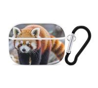 Little Red Panda Animal Case Cover with Keychain Shockproof Hard Shell Protective Case for 2nd/1st Generation Case for Women Men Bluetooth Earbuds Case