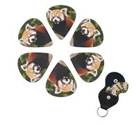 Little Red Panda Animal Guitar Picks 6 Pack 3 Different Thickness Celluloid Guitar Plectrums with Guitar Pick Holder Personalized Guitar Pick for Acoustic Guitar, Electric Guitar, Bass, Ukulele