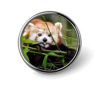 Little Red Panda Badge,Comfort Light in Weight Round Emblem Cute Funny Decor Brooch Smooth Does Not Fade Badges for Hats Jackets Coat Shirt