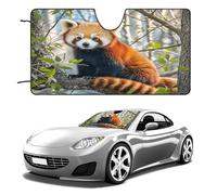 Little Red Panda Car Windshield Sun Shade - Reflector Sunshade Offers Ultimate Protection for Car Interior, Cool Reflective Sun Blocker Fits Small Sedans, Mini SUVs 55"x30"