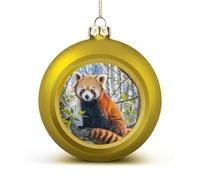 Little Red Panda Christmas Ball Ornaments - Shatterproof Plastic Vintage Rustic Xmas Tree Decorations Pendant for Family Holiday Wedding Party Xmas Hanging Decoration