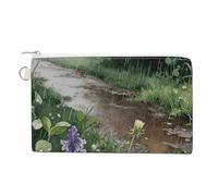 Little Red Panda Coin Purse Canvas Change Pouch with Zipper Small Cosmetic Organizer Bag Women Wallet for Car Keys, Credit Cards, Cash, Lipstick, Wildflowers Daisy, One Size