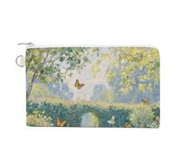 Little Red Panda Coin Purse Canvas Change Pouch with Zipper Small Cosmetic Organizer Bag Women Wallet for Car Keys, Credit Cards, Cash, Lipstick, Beautiful Garden, One Size