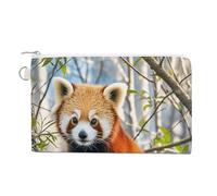 Little Red Panda Coin Purse Canvas Change Pouch with Zipper Small Cosmetic Organizer Bag Women Wallet for Car Keys, Credit Cards, Cash, Lipstick, Little Red Panda, One Size