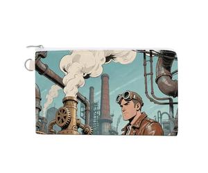 Little Red Panda Coin Purse Canvas Change Pouch with Zipper Small Cosmetic Organizer Bag Women Wallet for Car Keys, Credit Cards, Cash, Lipstick, Steampunk Factory, One Size