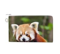 Little Red Panda Coin Purses with Zipper, Personalized Zero Wallet for Shopping, Small Makeup Pouches Bag for Travel, Card Organizer Case, Portable Canvas Change Purses