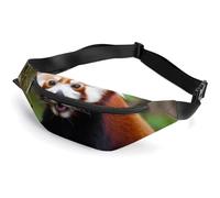 Little Red Panda Fanny Packs with Zipper, Personalized Waist Bags with Multiple Pockets, Adjustable Sling Bag for Travel, Waterproof Belt Bag, Crossbody Bags for Unisex