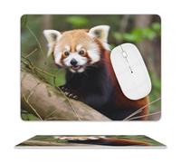 Little Red Panda Mouse Pad, 10 X 8 Inch PU Leather Mousepad with Smooth Surface, Square Waterproof Mouse Mat Non-Slip Ultra Thin Desk Pad for Gaming, Office & Home