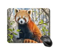 Little Red Panda Mouse Pad Square Laptop Mouse Mat Cute Computer Mousepad Keyboard Pad Non-Slip Desk Pads for Gaming Office Work Home 20 * 25cm