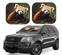 Little Red Panda Print Car Sun Shade Windshield 2-Piece Foldable Front Windshield Sun Visor Sunshade for Car Windshield, M