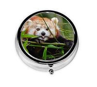 Little Red Panda Print Round Pill Organizer 3 Compartment Pill Box Portable Medicine Pill Case for Outdoor Travel