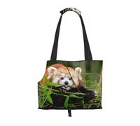 "Little Red Panda Prints Small Dog Carrier Bag, Portable Cat Carrier Handbag, Foldable Pet Carrier Bag, Personalized Pattern Design"