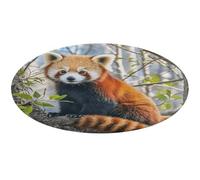 Little Red Panda Round Area Rug Non Slip Backing Doormat Water Absorbent Plush Throw Low-Pile Non-Slip Floor Mat Carpet for Living Room Bedroom Entryway Nursery Room 60 * 60cm