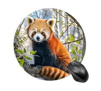 Little Red Panda Round Mouse Pad Cute Small Computer Mouse Mat Non-Slip Rubber Base Gaming Mousepad for Wireless Mouse, Gaming, Office, Laptop, Women, Men