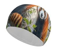 Little Red Panda Swim Cap for Women Men Swimming Hat Bath Waterproof Pool Caps for Long Thick Curly Hair