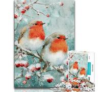 Little Red Robins Puzzles 1000 Pieces for Adults,Challenging To Complete But Fun And Humorous Unique Home Decor And Gifts 38x26cm