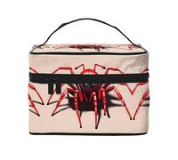 Little Red Spider Print Makeup Bag - Creative Animal-Themed Travel Cosmetic Organizer