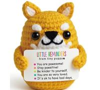 Little Reminders Shiba Inu Crochet Plush - Handmade Puppy Encouragement Gift with Uplifting Card, Emotional Self Care Decor for Friends, Women, Coworkers - Birthday, Graduation, Christmas Ornaments
