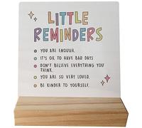 Little Reminders You are Enough Desk Wood Plaque Sign with Wooden Stand,Dorm Signs for College Girls, Cute Inspirational Signs Decor for Office Dorm Desk,Back to School Gifts for College Students