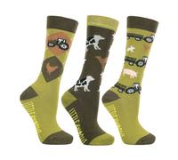 Little Rider Farm Collection Tractor Bamboo Boot Socks (Pack of 3) in Dark Olive | Size: 8-12 Little Rider Dark Olive 8-12