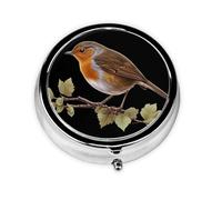 Little Robin Mini Round Pill Box, can be Put into Wallet, Pocket, Light and Convenient, 3 Compartment Pill Box, Portable Pill Box,