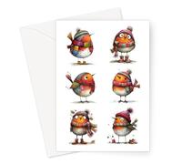 Little Robins Art Christmas Card - Large A5