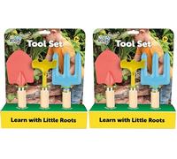 Little Roots | 3 Piece Tool Set, Childrens Gardening Tools, Hand Trowel, Fork and Rake, Outdoor Gardening Tools for Ages 3+ (Pack of 2)