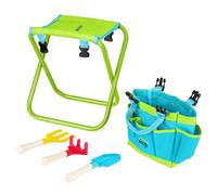 Little Roots | Outdoor Gardening Tools with Folding Chair, Kids Garden Set, 3pcs Wooden Tools for Ages 3+