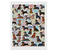Little Rottweiler Doodle 5D Diamond Art Kits for Adults Personalized Large Diamond Art DIY Full Drill Diamonds Dot Crystal Rhinestone Diamonds Painting Round Gem Art Kit for Home Wall Decor 12x16