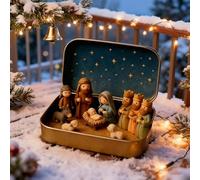 Little Saints in a Tin: Mini Easter Jesus Classic Scenes, Miniature Easter Crucifixion&Resurrection Scene in a Tin Box, Religious Home Office Tabletop Decor, Christian Figurines Gift (D)