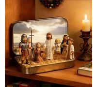 Little Saints in a Tin: Mini Easter Jesus Classic Scenes, Miniature Easter Crucifixion&Resurrection Scene in a Tin Box, Religious Home Office Tabletop Decor, Christian Figurines Gift (B)